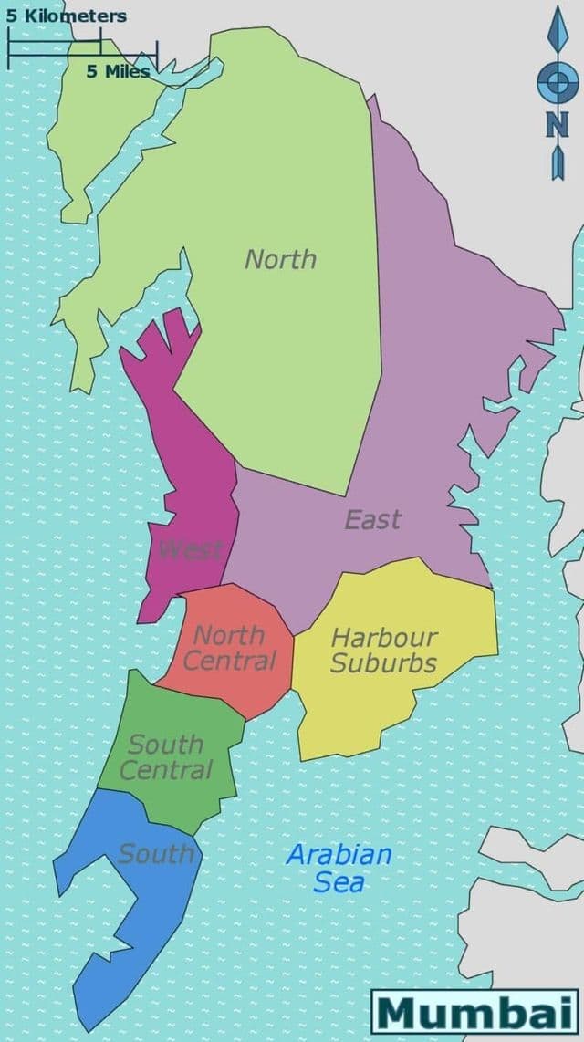 Mumbaj - mapa okolic Bombaju