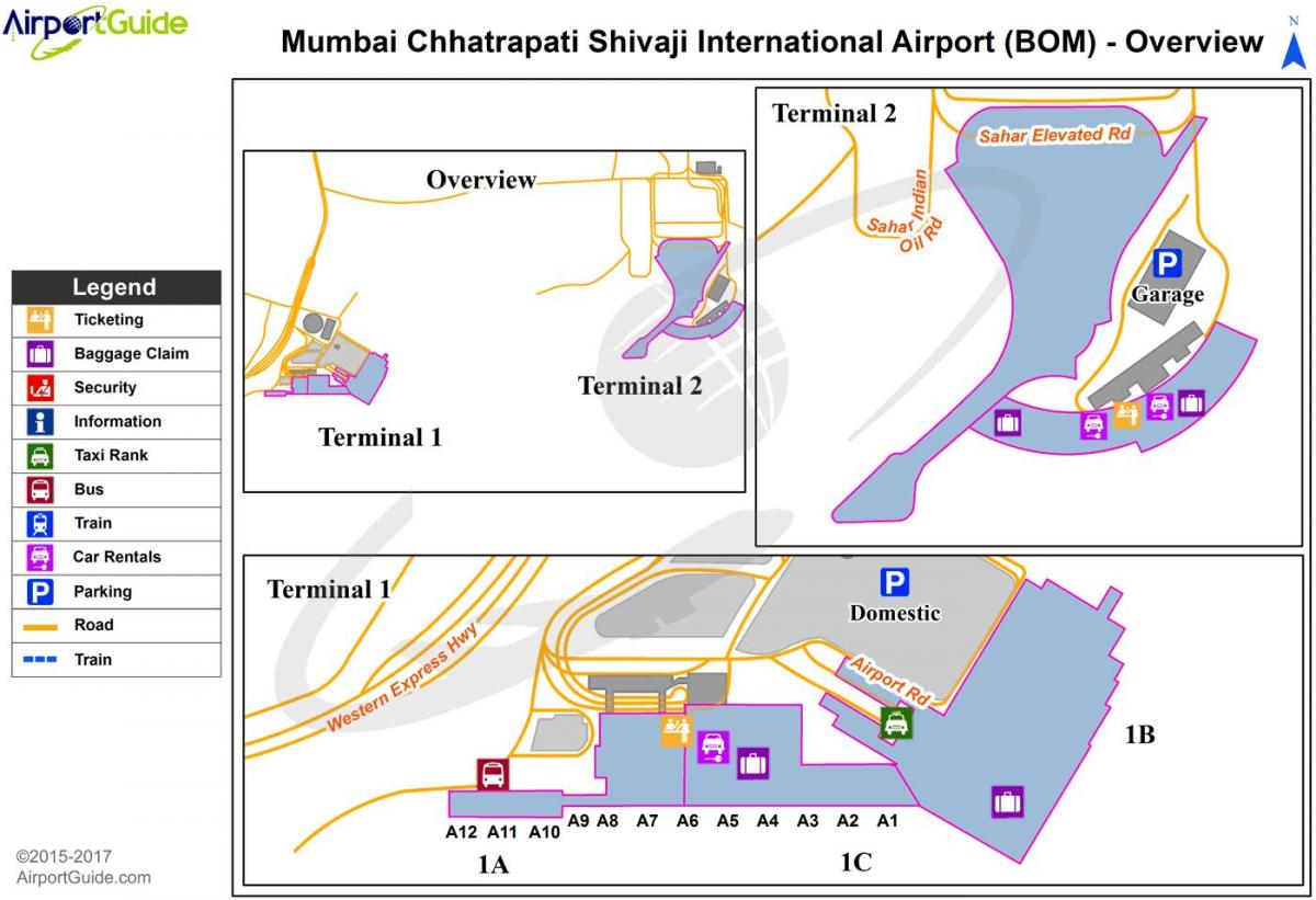 Mapa terminalu lotniska Bombaj - Bombaj
