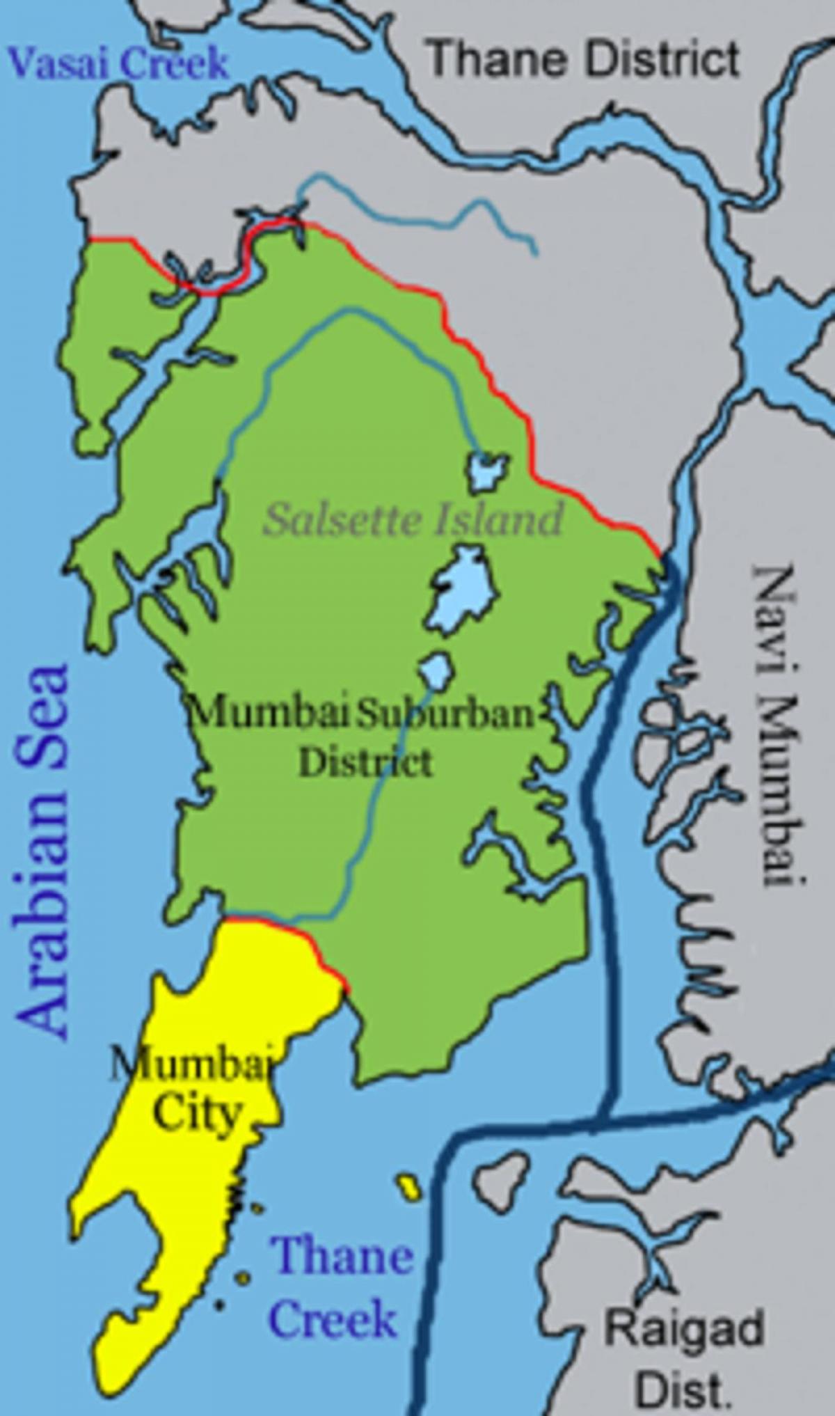 Mumbaj - mapa okręgu Bombaju