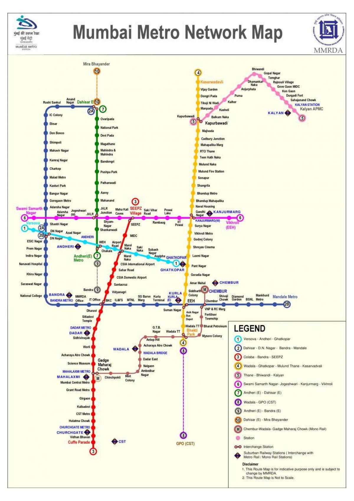 Mumbaj - mapa stacji metra Bombaj