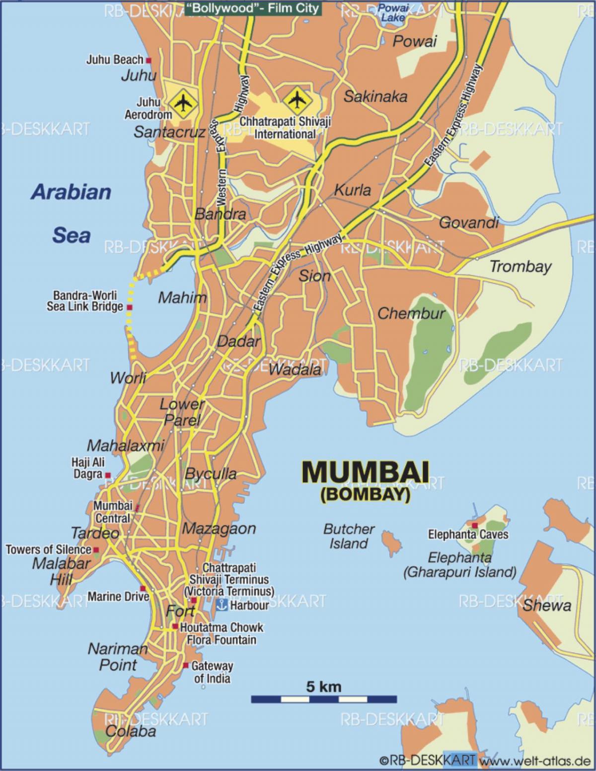Mapa lotnisk Mumbaj - Bombaj