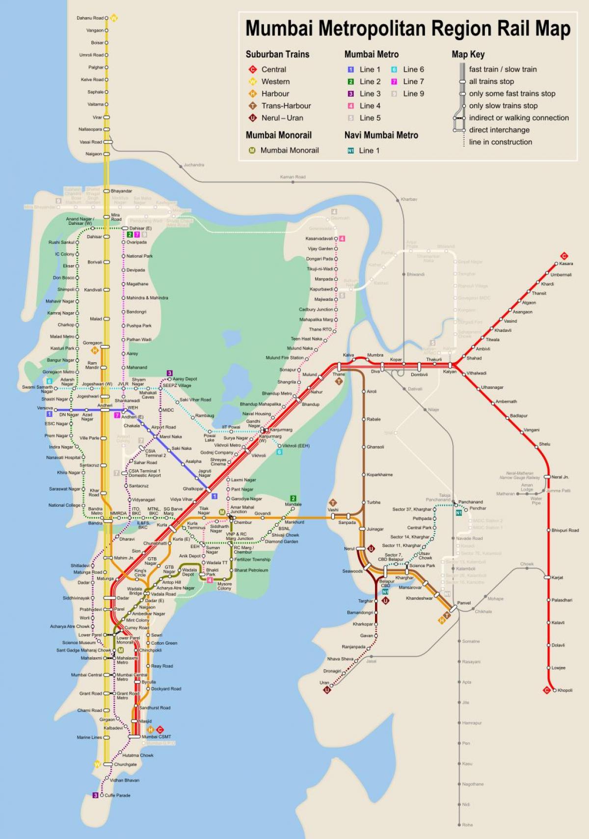 Mumbaj - mapa stacji metra Bombaj