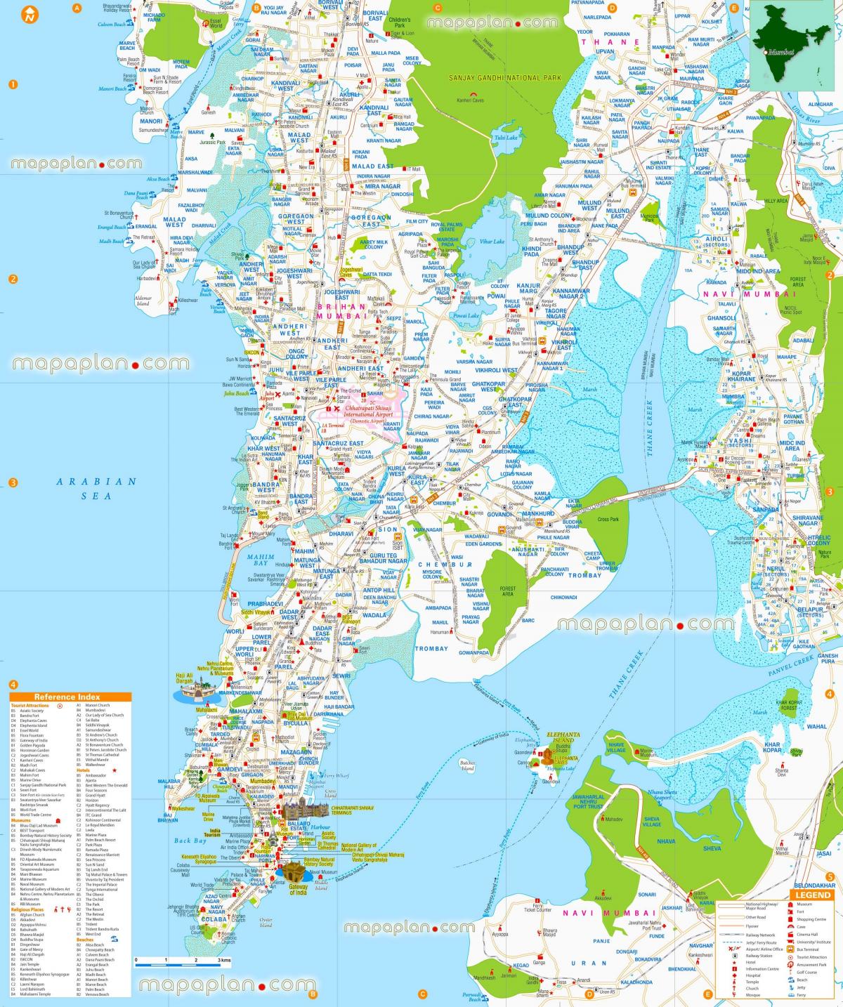 Mapa zwiedzania Bombaj - Bombaj