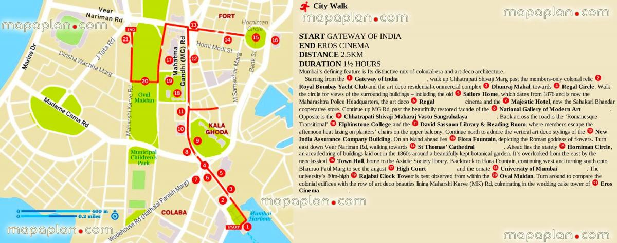 Mumbaj - Mapa pieszych wycieczek po Bombaju